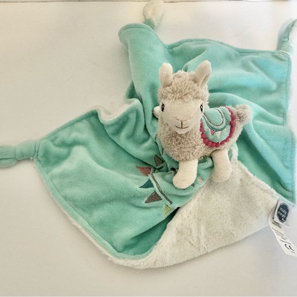 Mary Meyer Llama Alpaca Knotted Fleece Plush Lovey Security Blanket Teal - Picture 10 of 10